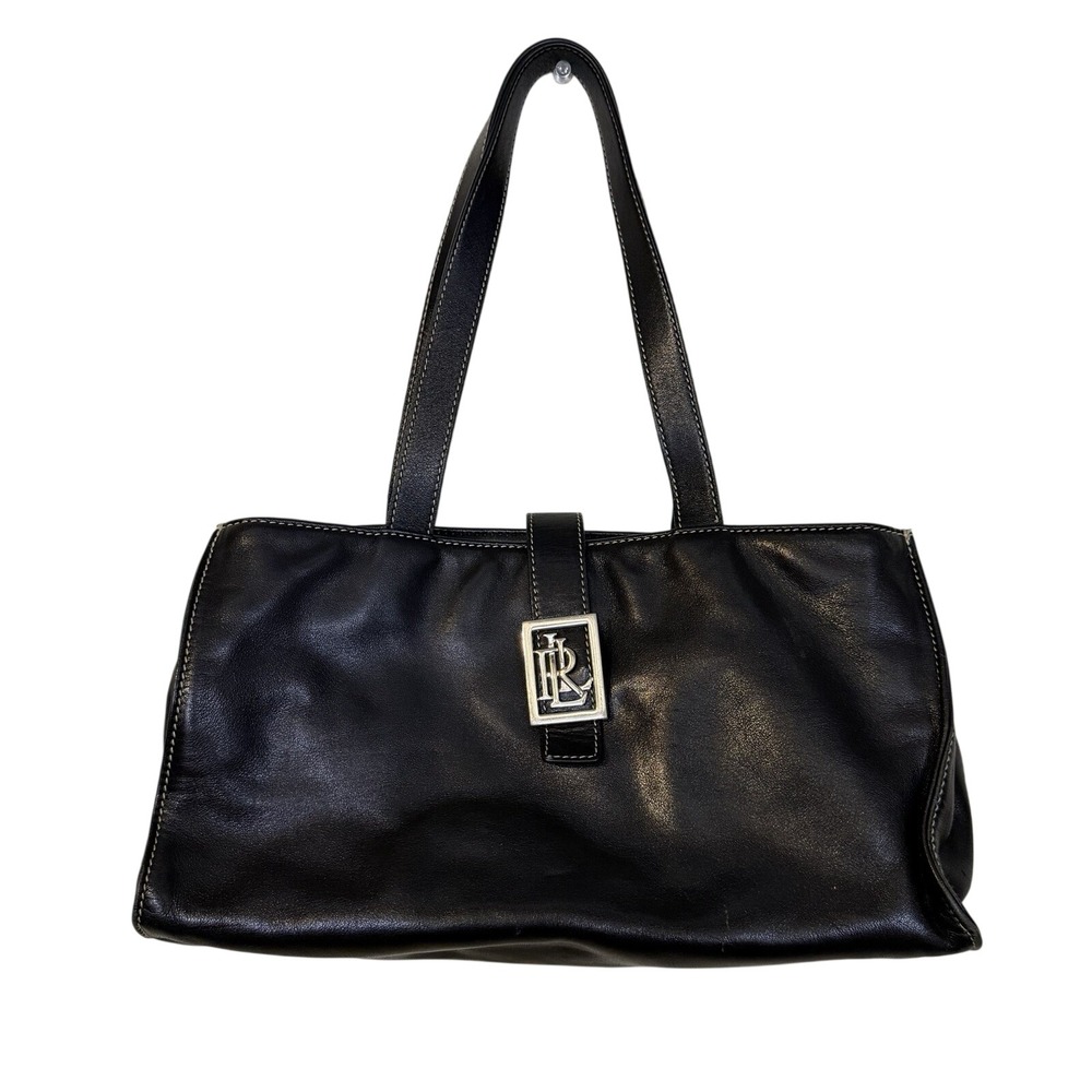 VTG Y2K Lauren Ralph Lauren Black Leather Mini Shoulder Bag Purse Soft Preppy